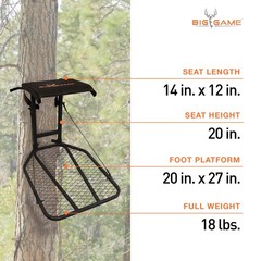 Big Game Captain Hang-On Treestand, Lightweight Steel Construction & Flip-Bac…