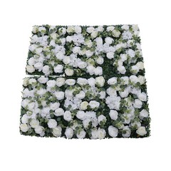 6 × Artificial Silk Flower Wall Panels 24 × 16 In White & Green Floral Backdrop