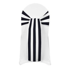 150 STRIPE SATIN CHAIR COVER SASH BOWS 6″X108″ STRIPED PRINT WEDDING Made USA