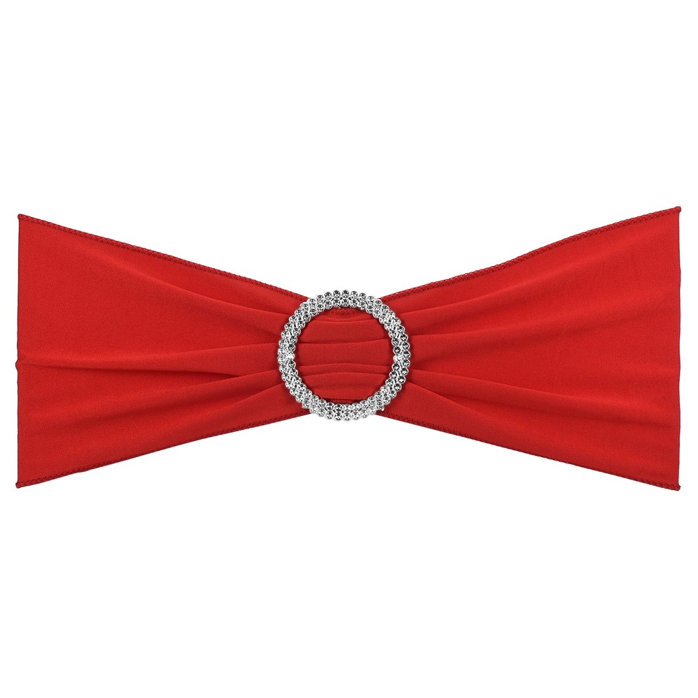 10Pcs 14″x5″ Stretch Chair Sashes Bows Chair Bands Sash with Buckle Red