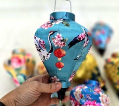 Set 8 Hoi An Silk Lanterns 22cm: Flower Lanterns for Wedding Party, Patio Decor