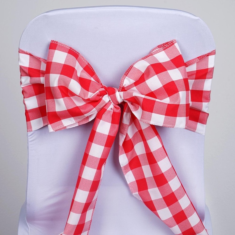 100 Checkered Gingham Polyester Chair Sashes Wedding Party Supplies Decorations