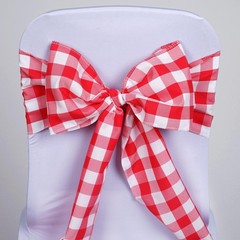 100 Checkered Gingham Polyester Chair Sashes Wedding Party Supplies Decorations