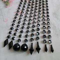 15pcs Acrylic Black Pointed Drop Pendant Acrylic Octagonal Bead Centerpieces