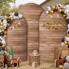 en Arch Backdrop Cover Set of 3, 7.2ft 6.6ft 6ft Vintage 6FT,6.6FT,7.2FT Wood