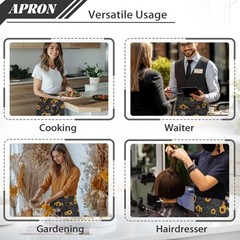 Waist Apron, Waist Server Aprons with 3 Pockets Reusable Waterproof Half Apro…