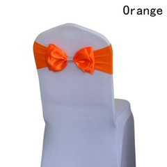 10pcs Chair Cover Sash Bowknot Spandex Satin Bow Stretch Ribbon Wedding Party