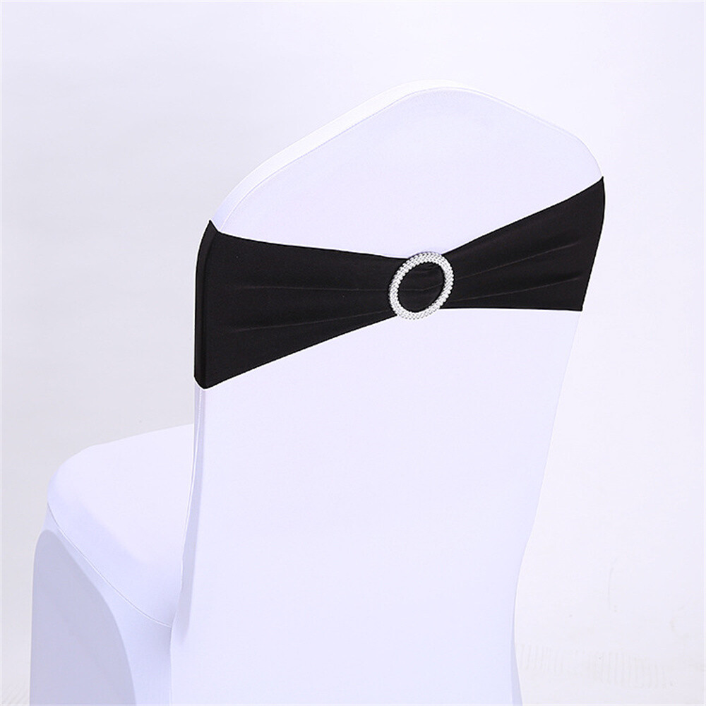 Spandex Stretch Round Buckle Chair Sashes Wedding Party Banquet Decor 10/25/50