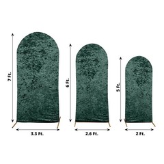 3 HUNTER GREEN Crushed Velvet Round Top Wedding Arch Backdrop STAND COVERS Set