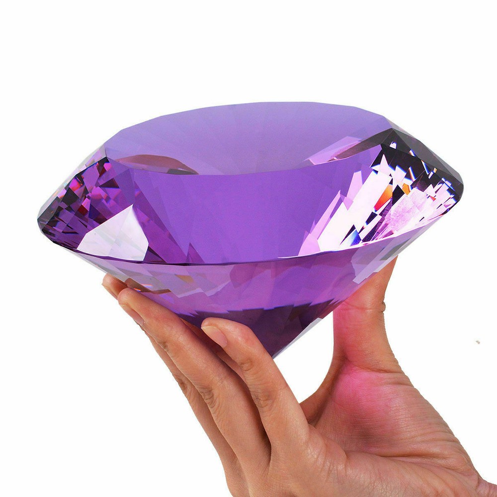 200mm Huge Purple Crystal Diamond Paperweight Wedding Centerpieces Gifts
