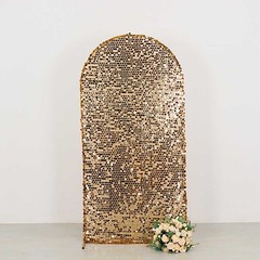 7 ft GOLD Big Payette Sequin Fitted Round Top Wedding Arch STAND COVER Party
