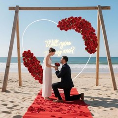 Proposal Decorations Kit Will You Marry Me LED Neon Light Metal Heart Stand Carp