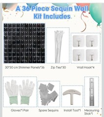 Shimmer Wall Backdrop 24 Pcs Decorative Panels Black