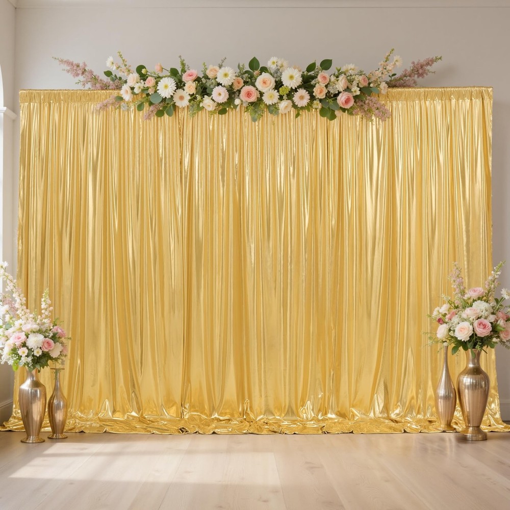30x10FT Gold Sequin Backdrop Curtain Panels for Parties,Rich Gold Non-Sheddin…