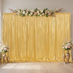 30x10FT Gold Sequin Backdrop Curtain Panels for Parties,Rich Gold Non-Sheddin…