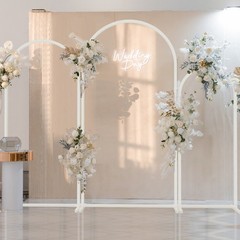 3X Elegant Metal Wedding Arch Backdrop Stand Flower Support Backdrop Arch Frame