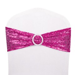 10-100Pcs Stretch Sequin Wedding Chair Bands with Buckle Slider Sashes Bow Decor
