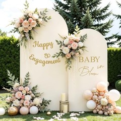 Set of 2 Arch Backdrop Cover 7.2FT, 6FT and Baby in Bloom and Happy Beige