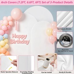 Wedding Arch Cover (7.2FT, 6.6FT, 6FT) Set of 3 Spandex Fitted Wedding Arch Stan