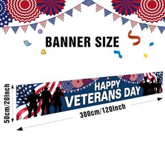 Happy Veterans Day Banner 120 x 20 inch Independence Day Memorial Day Backdrop