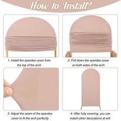 Fivenl Spandex Fitted Wedding Arch Cover, Cameo Brown, 7.2FT Round Top Chiara…