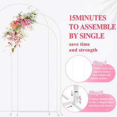 Wedding Arch Stand Set of 3 (7.2FT, 6.6FT, 6FT) White Metal Arched Backdrop Fram