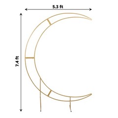 GOLD 7.5 ft Crescent Moon Metal Floral Display Frame Arch BACKDROP STAND Party