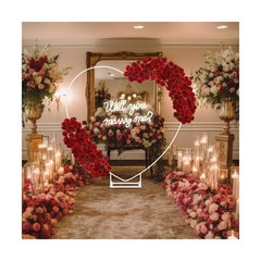 VIHOSE 6.6ft Large Metal Heart Arch Stand and Will You Marry Me LED Neon Ligh…