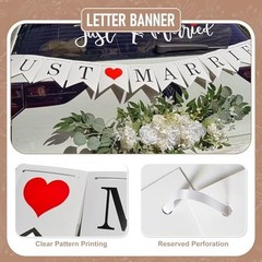 Just Married Car Decorations Kit – Floral Swag, Love Sign Banner, Bouquet & Deca