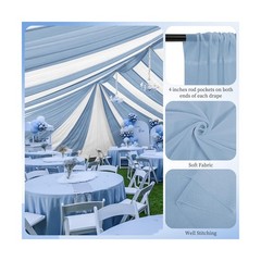 Showgeous Dusty Blue Ceiling Drapes 6 Panels 5ftx40ft Wedding Ceiling Drapes …