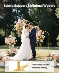 6ft/5ft/4ft Gold Arch Stand Set — Sturdy 18x18mm Square Tube, Easy Snap Assembly