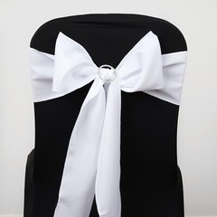 10 White Polyester CHAIR SASHES Ties Bows Wedding Party Ceremony Decorations