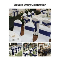 Uimoso 50PCS Navy Blue Elastic Chair Sashes for Weddings, Parties, and Dining