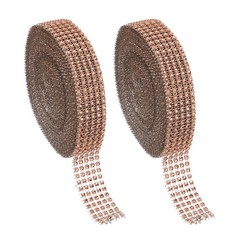 2 Roll 1″x20 Yard Crystal Rhinestones Mesh Ribbon Rose Gold (4mm)