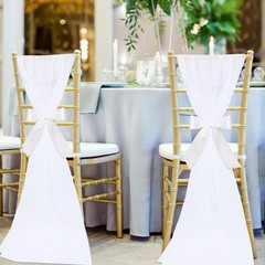 24 Sets White Chair Sashes with Ribbons & Tulle – Wedding Aisle Decor, Pew Decor