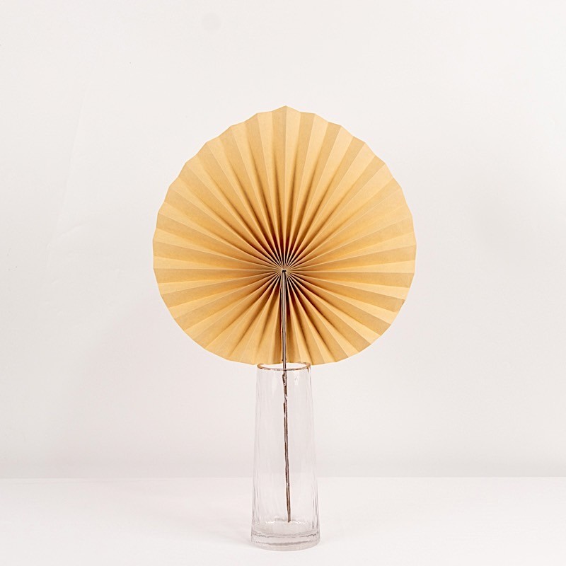 6 NATURAL Dried Tropical Palm Leaf Paper Fans Wall Backdrop Wedding Supplies