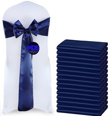 100 Navy Blue Satin Chair Sashes Silky Sateen Chair Bows wedding party décor