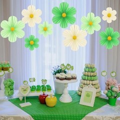 Party Decorations Paper Flowers Decorations for Wall Classroom Paper Fans Green