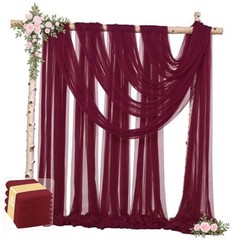 4 Panels Wedding Arch Draping Fabric 30″ x W(30″) x H(19ft), 4 Panels Burgundy