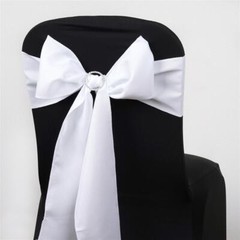10 White Polyester CHAIR SASHES Ties Bows Wedding Party Ceremony Decorations