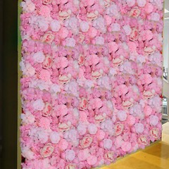 6 Pcs Wedding Flower Wall Panel Floral Backdrop Silk Rose Wall 40*60cm Dark Pink