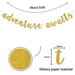 Adventure Awaits Banner, Wedding Engagement Party Bunting Decor, Congrats Gra…