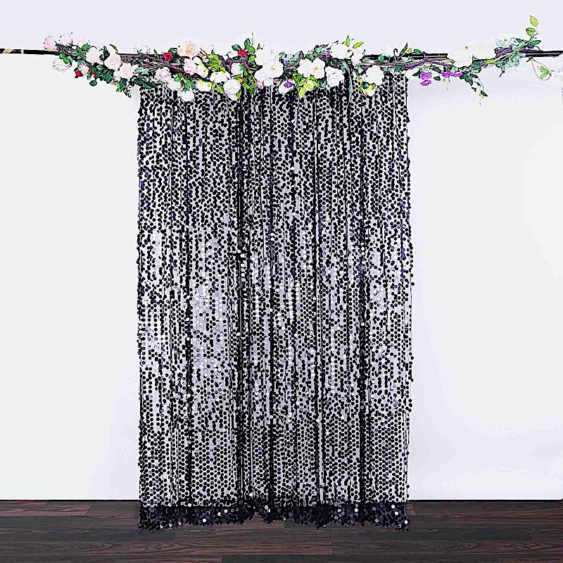 BLACK 8×8 ft Big Payette Sequined BACKDROP CURTAIN Wedding Events Decorations