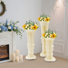 3pcs Folding Cardboard Centerpiece Display Flower Stand Vase-shape Rack Decors