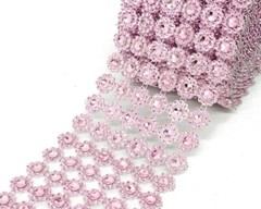 10YD Pink Diamond Bling Mesh Rhinestone Ribbon Wrap Wedding Decoration 4″