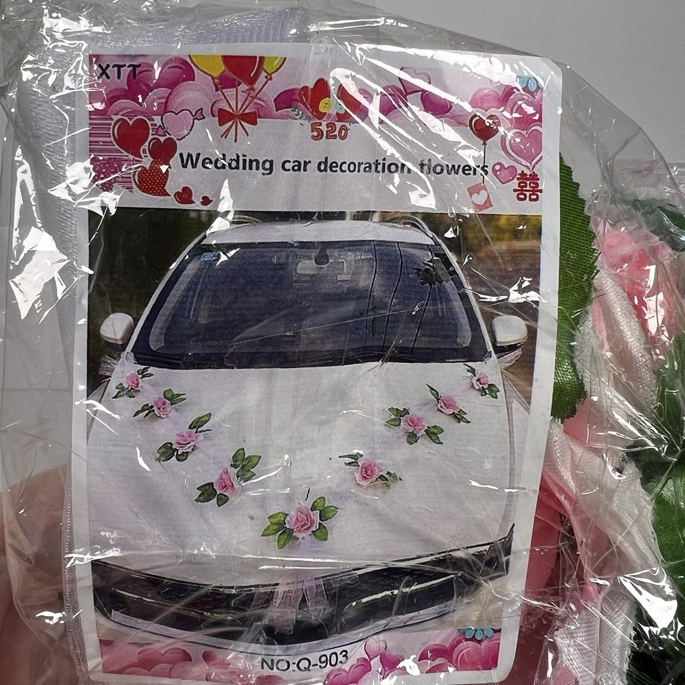 Wedding Car Flower Decoration- Pink And White Attaches With Suction Cups