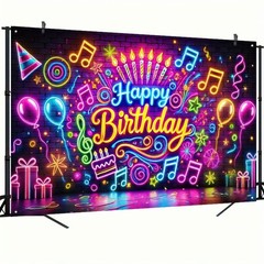Neon Happy Birthday Banner Glow In The Dark Happy Birthday Banner Glow In The…