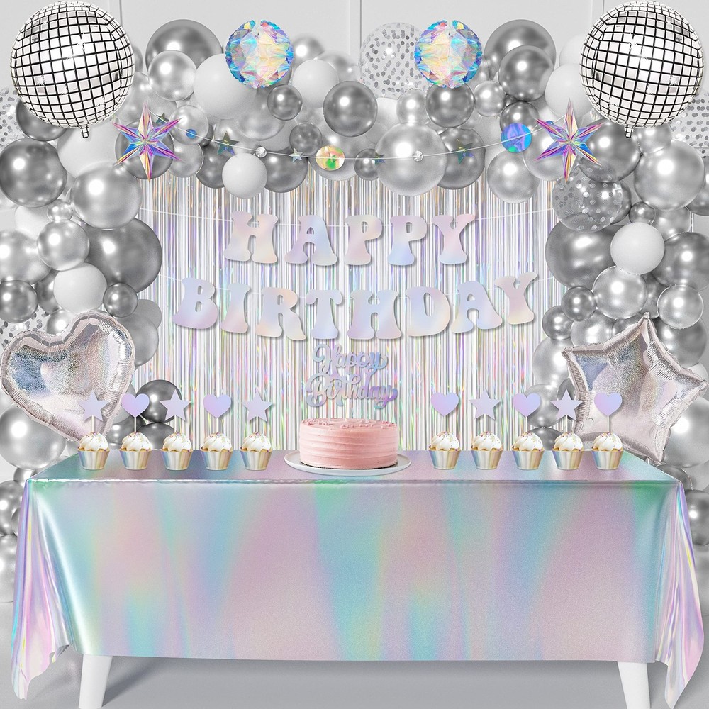 Iridescent Birthday Party Decoration Set 78Pcs, Disco Groovy 60s 70s Party Su…
