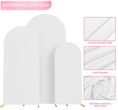 Set of 3 Wedding Arch Cover Spandex Fitted Wedding Arch Stand Covers 4ft,5ft,6ft