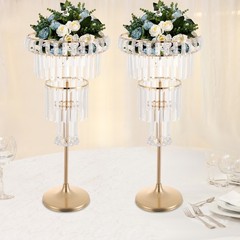 2PCS Wedding Flower Stand, 4 Tiers Flower Stand, Gold Wedding Centerpieces Stand